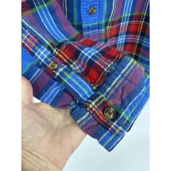 Abercrombie Fitch Shirt Mens XL Blue Red Plaid Muscle Fit Flannel Heavy Y2K Gorp - Picture 3 of 11